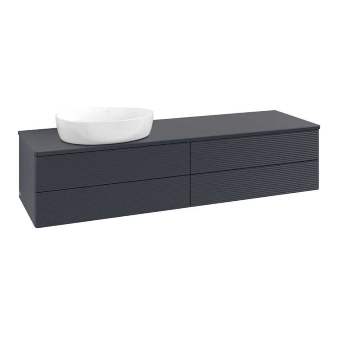 V&B Waschtischunterschrank mit Frontstruktur -Beleuchtung Antao 160x50cm, WBP-farbe Lac, md bl. m Lac