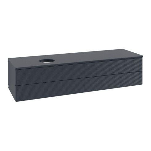 V&B Waschtischunterschrank mit Frontstruktur -Beleuchtung Antao 160x50cm, WBP-farbe Lac, md bl. m Lac
