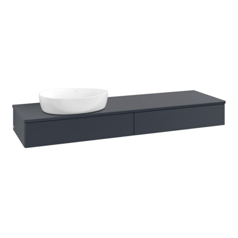 V&B Waschtischunterschrank mit Frontstruktur -Beleuchtung Antao 160x50cm, WBP-farbe Lac, md bl. m Lac