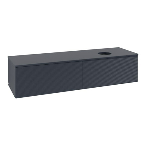 V&B Waschtischunterschrank mit Frontstruktur -Beleuchtung Antao 160x50cm, WBP-farbe Lac, md bl. m Lac