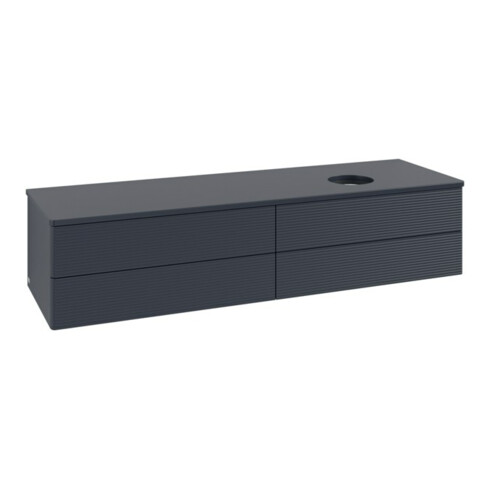 V&B Waschtischunterschrank mit Frontstruktur -Beleuchtung Antao 160x50cm, WBP-farbe Lac, md bl. m Lac