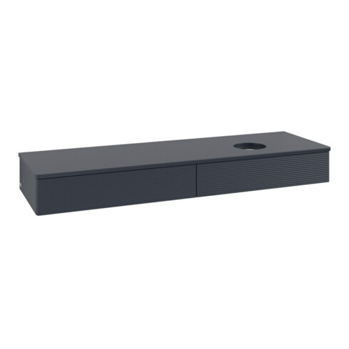 V&B Waschtischunterschrank mit Frontstruktur -Beleuchtung Antao 160x50cm, WBP-farbe Lac, md bl. m Lac