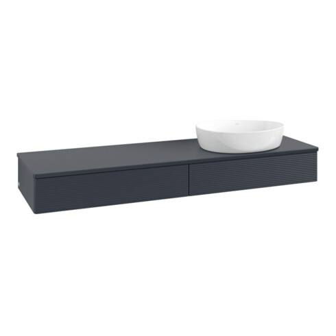 V&B Waschtischunterschrank mit Frontstruktur -Beleuchtung Antao 160x50cm, WBP-farbe Lac, md bl. m Lac