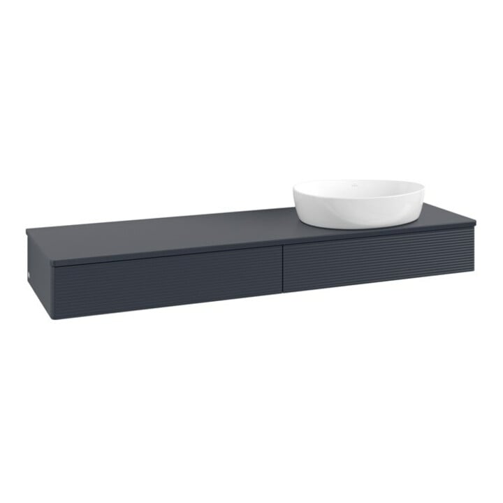V&B Waschtischunterschrank mit Frontstruktur -Beleuchtung Antao 160x50cm, WBP-farbe Lac, md bl. m Lac