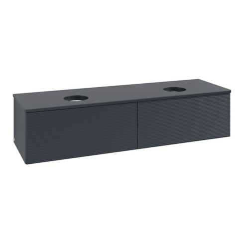 V&B Waschtischunterschrank mit Frontstruktur -Beleuchtung Antao 160x50cm, WBP-farbe Lac, md bl. m Lac