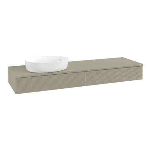 V&B Waschtischunterschrank mit Frontstruktur -Beleuchtung Antao 160x50cm, WBP-farbe Lac, st. Gr m Lac