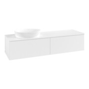 V&B Waschtischunterschrank mit Frontstruktur -Beleuchtung Antao 160x50cm, WBP-farbe Lac, wh. m lacquer