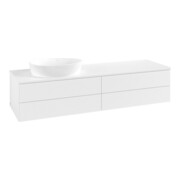 V&B Waschtischunterschrank mit Frontstruktur -Beleuchtung Antao 160x50cm, WBP-farbe Lac, wh. m lacquer