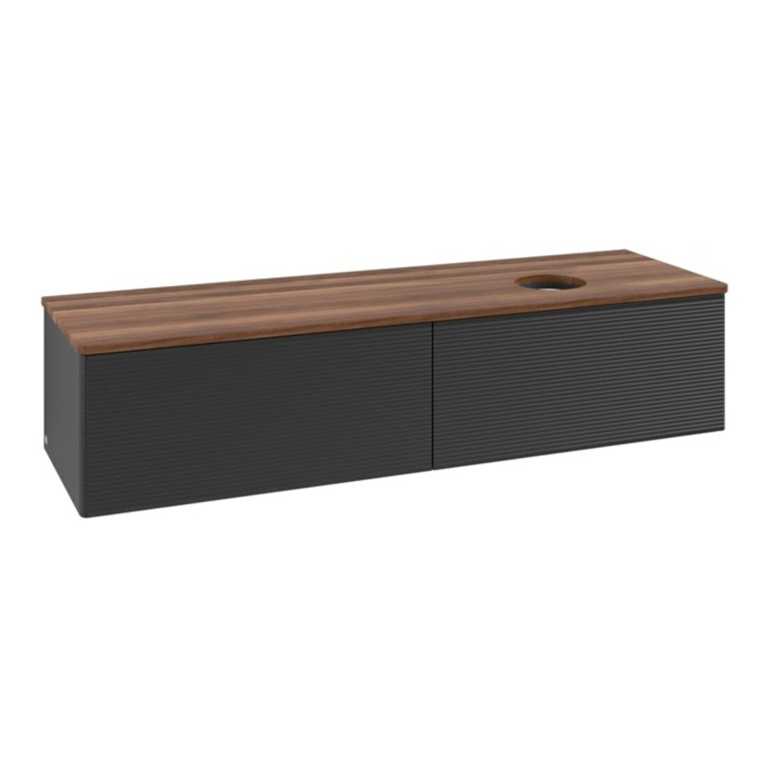 V&B Waschtischunterschrank mit Frontstruktur -Beleuchtung Antao 160x50cm, WBP-farbe w. wal, bla m Lac