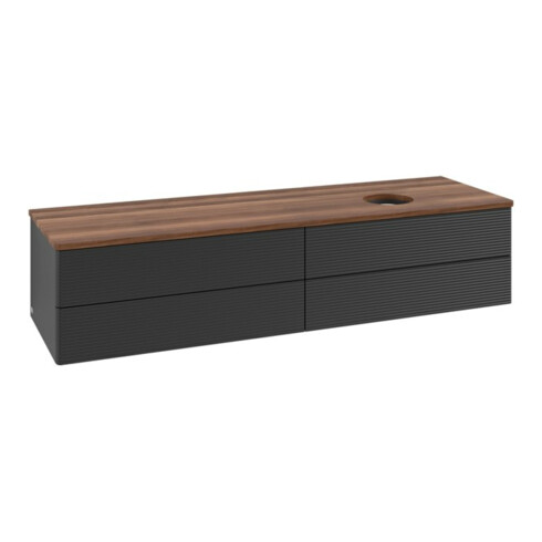 V&B Waschtischunterschrank mit Frontstruktur -Beleuchtung Antao 160x50cm, WBP-farbe w. wal, bla m Lac