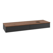 V&B Waschtischunterschrank mit Frontstruktur -Beleuchtung Antao 160x50cm, WBP-farbe w. wal, bla m Lac