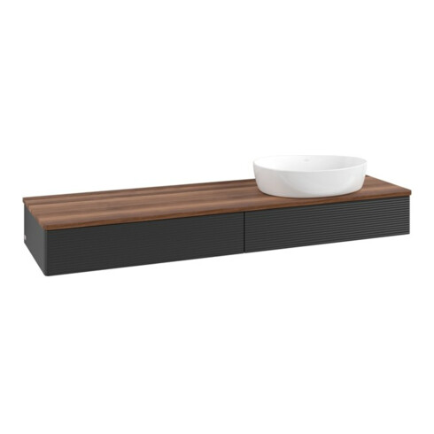 V&B Waschtischunterschrank mit Frontstruktur -Beleuchtung Antao 160x50cm, WBP-farbe w. wal, bla m Lac
