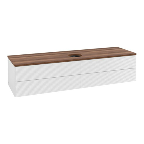 V&B Waschtischunterschrank mit Frontstruktur -Beleuchtung Antao 160x50cm, WBP-farbe w. wal, glo wh. Lac