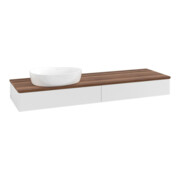 V&B Waschtischunterschrank mit Frontstruktur -Beleuchtung Antao 160x50cm, WBP-farbe w. wal, glo wh. Lac