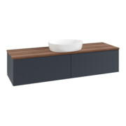 V&B Waschtischunterschrank mit Frontstruktur -Beleuchtung Antao 160x50cm, WBP-farbe w. wal, md bl. m Lac