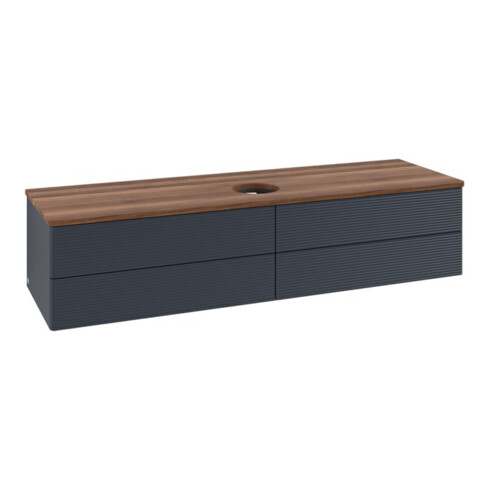 V&B Waschtischunterschrank mit Frontstruktur -Beleuchtung Antao 160x50cm, WBP-farbe w. wal, md bl. m Lac