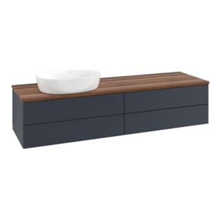 V&B Waschtischunterschrank mit Frontstruktur -Beleuchtung Antao 160x50cm, WBP-farbe w. wal, md bl. m Lac