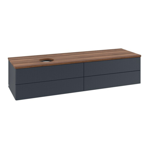 V&B Waschtischunterschrank mit Frontstruktur -Beleuchtung Antao 160x50cm, WBP-farbe w. wal, md bl. m Lac