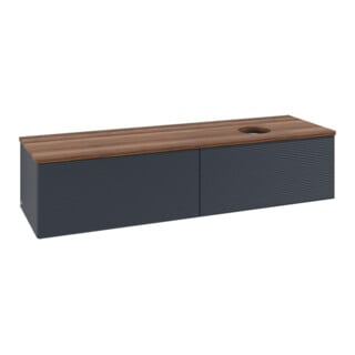 V&B Waschtischunterschrank mit Frontstruktur -Beleuchtung Antao 160x50cm, WBP-farbe w. wal, md bl. m Lac