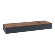 V&B Waschtischunterschrank mit Frontstruktur -Beleuchtung Antao 160x50cm, WBP-farbe w. wal, md bl. m Lac