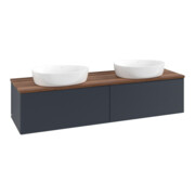 V&B Waschtischunterschrank mit Frontstruktur -Beleuchtung Antao 160x50cm, WBP-farbe w. wal, md bl. m Lac