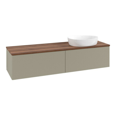 V&B Waschtischunterschrank mit Frontstruktur -Beleuchtung Antao 160x50cm, WBP-farbe w. wal, st. Gr m Lac