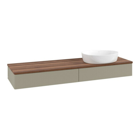 V&B Waschtischunterschrank mit Frontstruktur -Beleuchtung Antao 160x50cm, WBP-farbe w. wal, st. Gr m Lac
