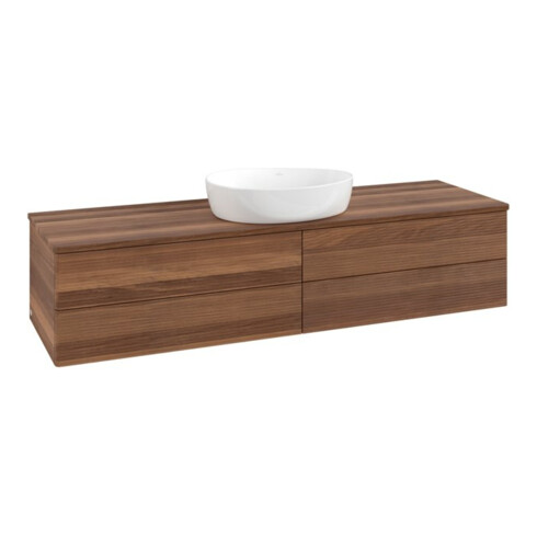 V&B Waschtischunterschrank mit Frontstruktur -Beleuchtung Antao 160x50cm, WBP-farbe w. wal, warm walnut