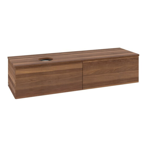 V&B Waschtischunterschrank mit Frontstruktur -Beleuchtung Antao 160x50cm, WBP-farbe w. wal, warm walnut