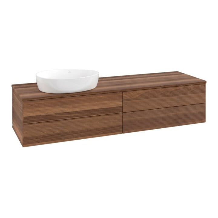 V&B Waschtischunterschrank mit Frontstruktur -Beleuchtung Antao 160x50cm, WBP-farbe w. wal, warm walnut