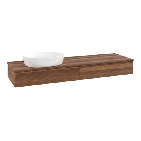 V&B Waschtischunterschrank mit Frontstruktur -Beleuchtung Antao 160x50cm, WBP-farbe w. wal, warm walnut