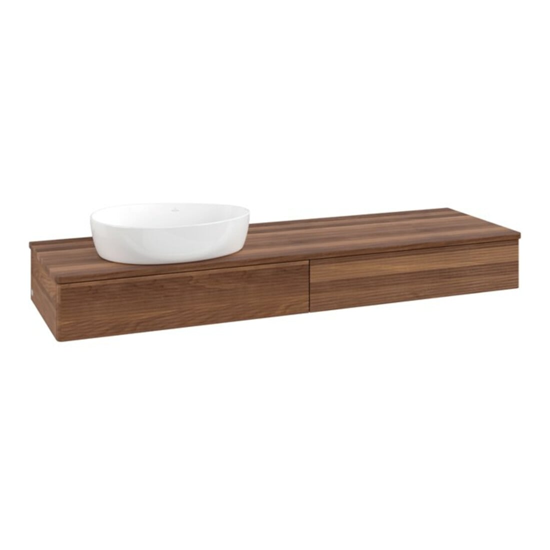 V&B Waschtischunterschrank mit Frontstruktur -Beleuchtung Antao 160x50cm, WBP-farbe w. wal, warm walnut
