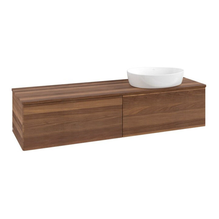 V&B Waschtischunterschrank mit Frontstruktur -Beleuchtung Antao 160x50cm, WBP-farbe w. wal, warm walnut
