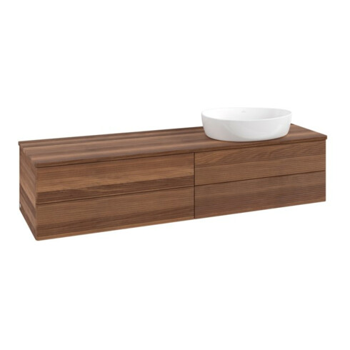 V&B Waschtischunterschrank mit Frontstruktur -Beleuchtung Antao 160x50cm, WBP-farbe w. wal, warm walnut
