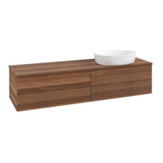 V&B Waschtischunterschrank mit Frontstruktur -Beleuchtung Antao 160x50cm, WBP-farbe w. wal, warm walnut