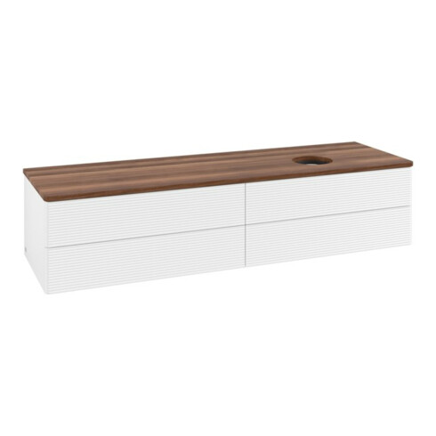 V&B Waschtischunterschrank mit Frontstruktur -Beleuchtung Antao 160x50cm, WBP-farbe w. wal, wh. m Lac