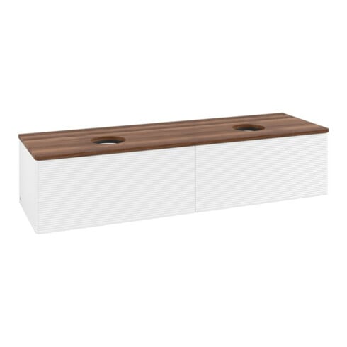 V&B Waschtischunterschrank mit Frontstruktur -Beleuchtung Antao 160x50cm, WBP-farbe w. wal, wh. m Lac