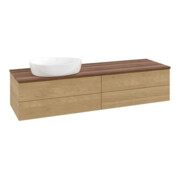 V&B Waschtischunterschrank mit Frontstruktur -Beleuchtung Antao 160x50cm, WBP-farbe w. walnut, honey oak