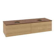 V&B Waschtischunterschrank mit Frontstruktur -Beleuchtung Antao 160x50cm, WBP-farbe w. walnut, honey oak