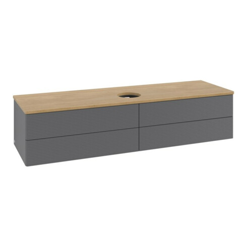 V&B Waschtischunterschrank mit Frontstruktur -Beleuchtung Antao 160x50cm, WBP hon. Oa, Anthrac. m Lac