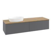 V&B Waschtischunterschrank mit Frontstruktur -Beleuchtung Antao 160x50cm, WBP hon. Oa, Anthrac. m Lac