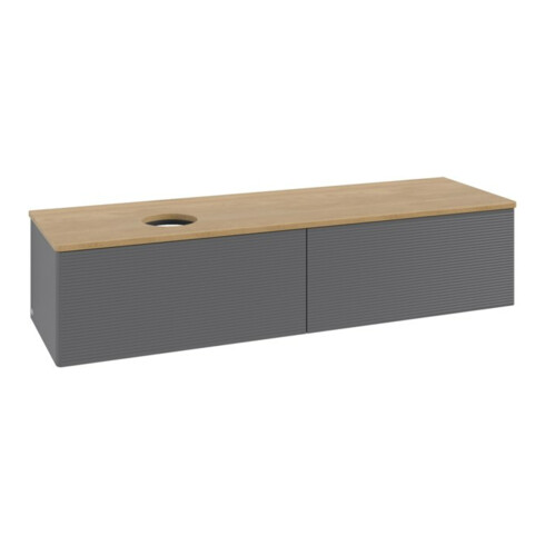 V&B Waschtischunterschrank mit Frontstruktur -Beleuchtung Antao 160x50cm, WBP hon. Oa, Anthrac. m Lac