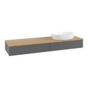 V&B Waschtischunterschrank mit Frontstruktur -Beleuchtung Antao 160x50cm, WBP hon. Oa, Anthrac. m Lac
