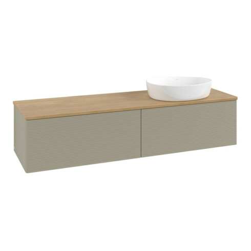 V&B Waschtischunterschrank mit Frontstruktur -Beleuchtung Antao 160x50cm, WBP hon. Oa, st. Gr m Lac