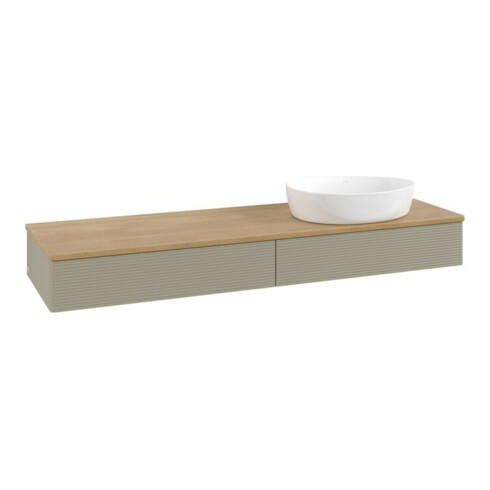 V&B Waschtischunterschrank mit Frontstruktur -Beleuchtung Antao 160x50cm, WBP hon. Oa, st. Gr m Lac