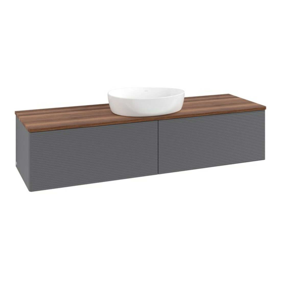 V&B Waschtischunterschrank mit Frontstruktur -Beleuchtung Antao 160x50cm, WBP w. wal, Anthrac. m Lac