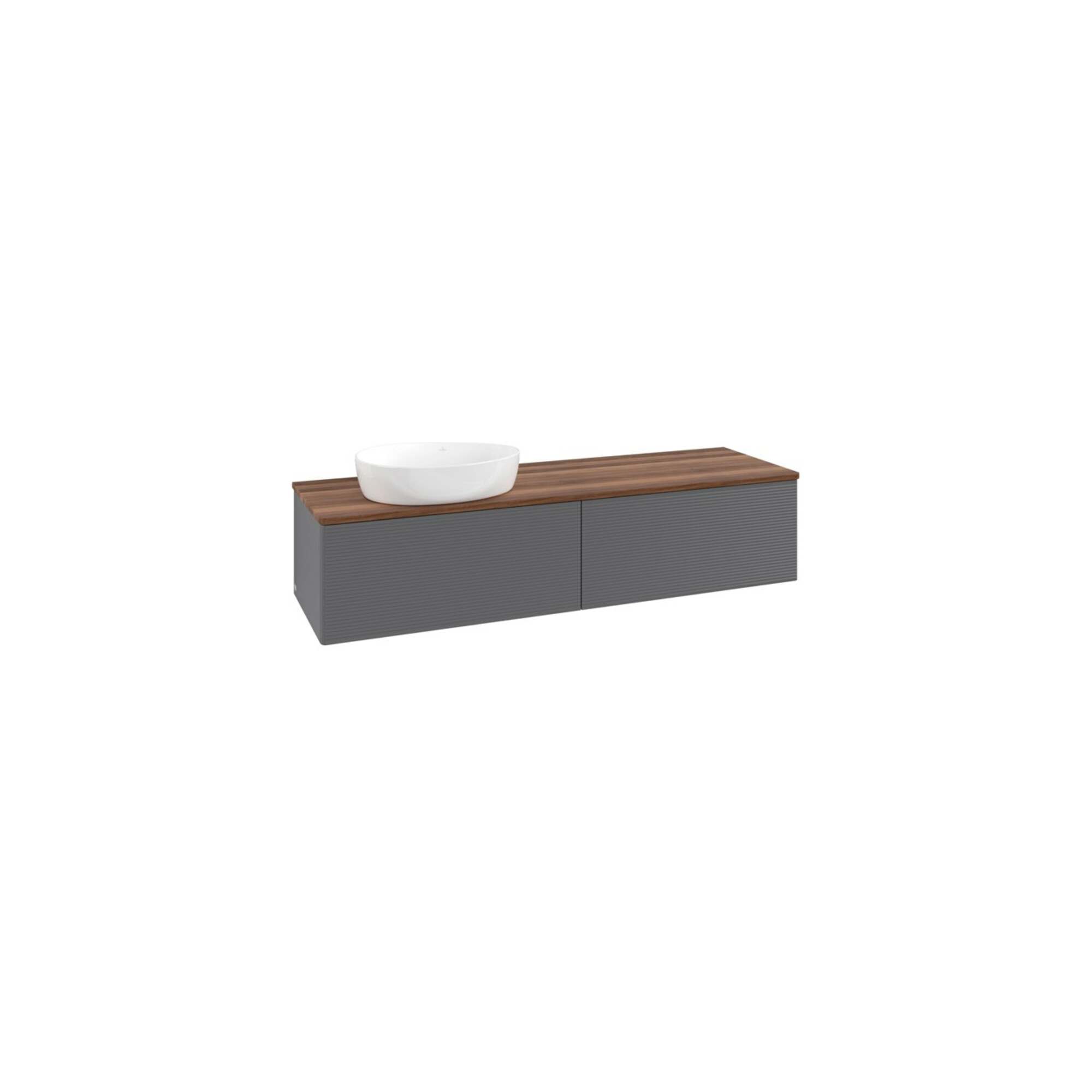 V&B Waschtischunterschrank mit Frontstruktur -Beleuchtung Antao 160x50cm, WBP w. wal, Anthrac. m Lac ; Villeroy & Boch