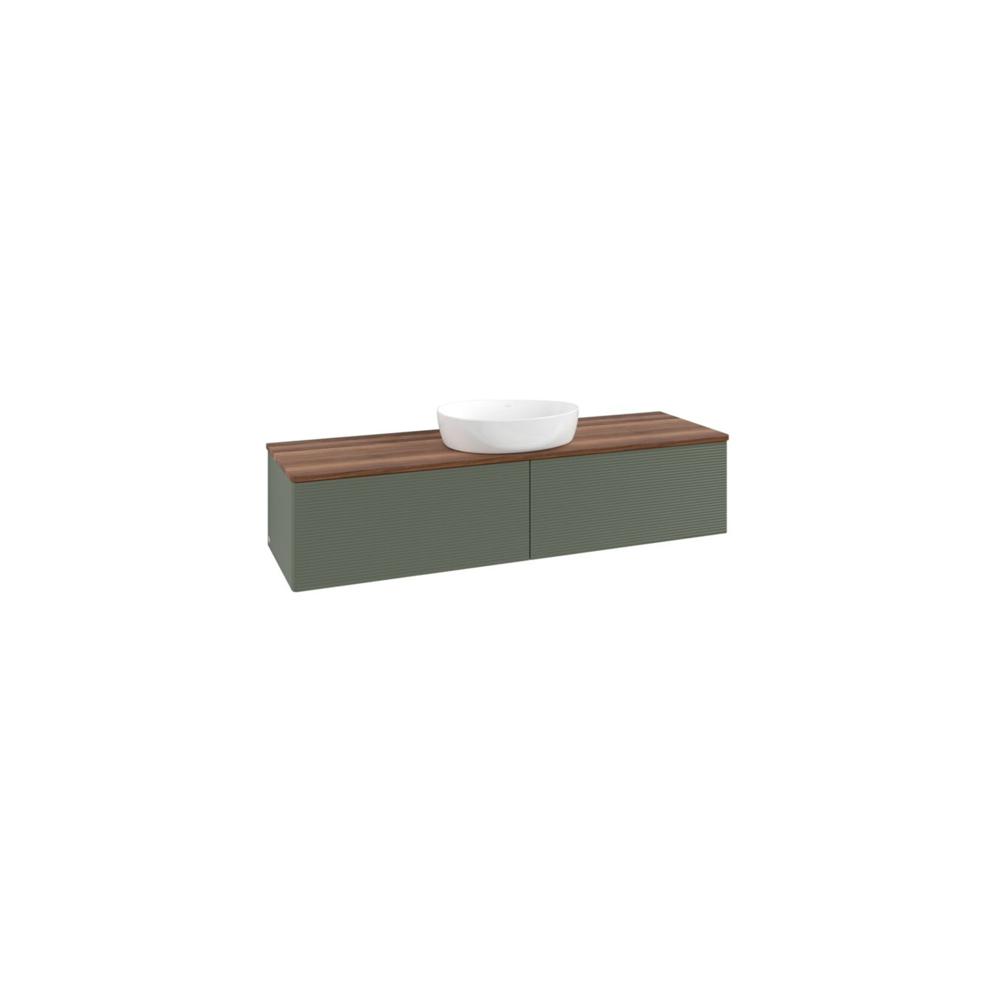 V&B Waschtischunterschrank mit Frontstruktur -Beleuchtung Antao 160x50cm, WBP w. wal, lea gre. m Lac ; Villeroy & Boch