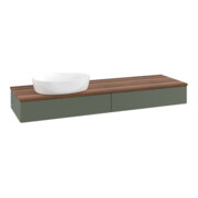 V&B Waschtischunterschrank mit Frontstruktur -Beleuchtung Antao 160x50cm, WBP w. wal, lea gre. m Lac