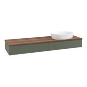 V&B Waschtischunterschrank mit Frontstruktur -Beleuchtung Antao 160x50cm, WBP w. wal, lea gre. m Lac